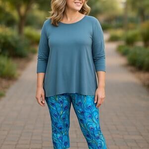 LuLaRoe‎ Womens Leggings Sz XS Jade Athletic Capris Activewear Peacock Blue NEW